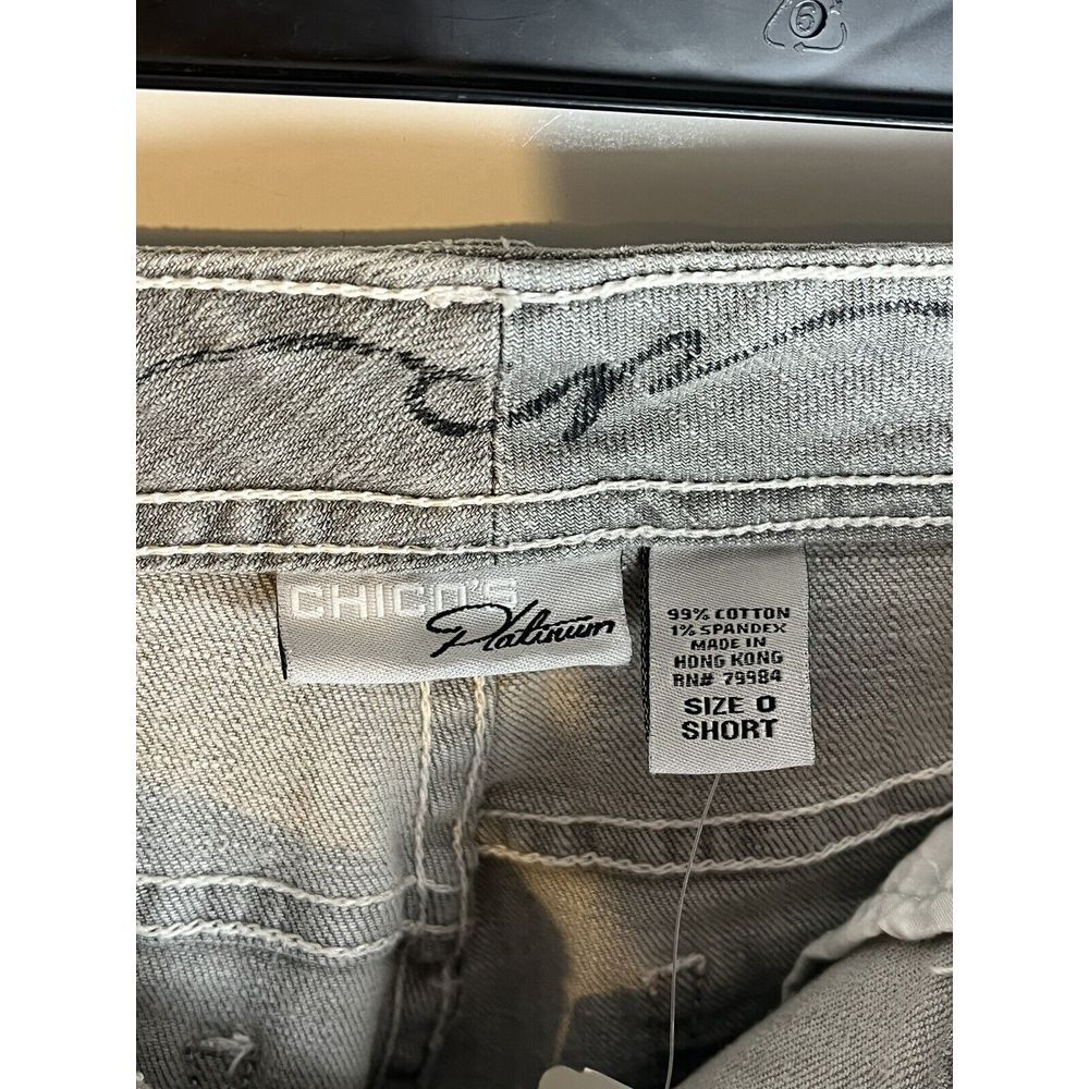 Chicos platinum gray denim womens jeans Quartz MS chicos 0 short NWT - Picture 5 of 12